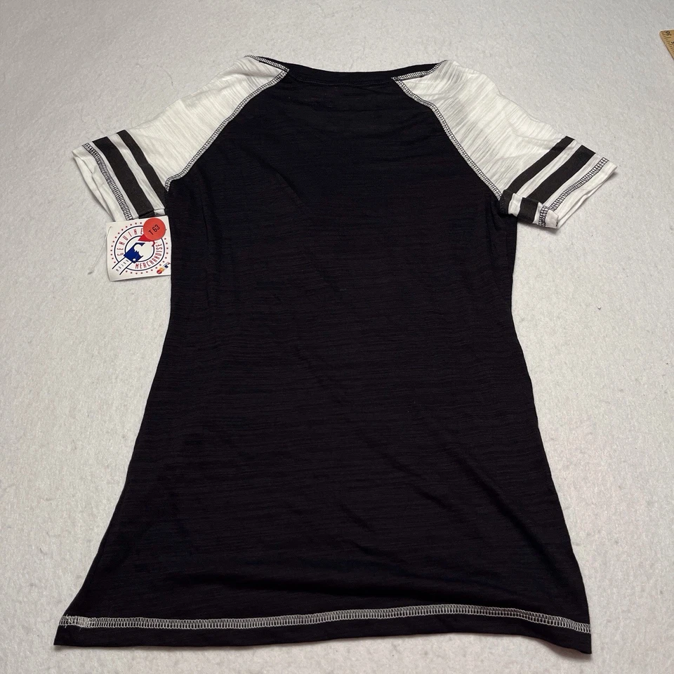 Camisa de los Gigantes de San Francisco Raglán Negra/Naranja Cuello en V MLB Para Mujer Mediana Nueva con Etiquetas Foto 3 de 4