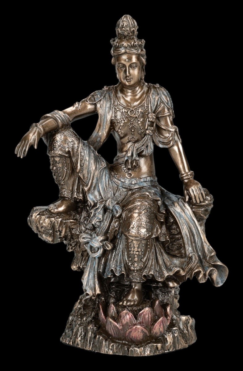 Veronese Guanyin Figur Statuette Hand-Painted Asiatic Resin Decor Goddess