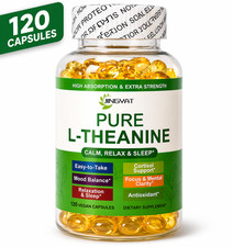 L-Theanine 400mg Extra Strength 120 Vegan Capsules Stress Relief Calm Sleep