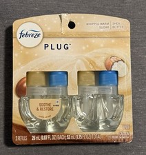 Febreze 2 Pk Plug Air Freshener Oil Refill Soothe  Restore Warm Sugar/Shea New