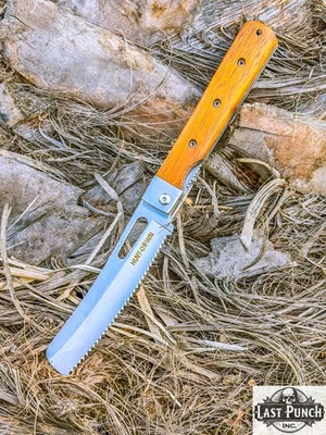 DAMASKERUS 9" Serrated Blade Liner Lock Chef Kitchen Pocket Folding Knife Steel Bolster Wo