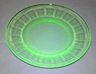 7 Green Uranium Vaseline Federal Colonial Fluted Rope 8¼" Luncheon Plates