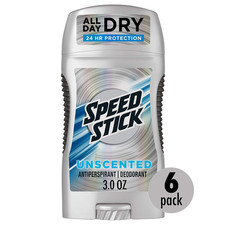 Speed Stick Power Antiperspirant Deodorant for Men, Unscented - 3 Ounce 6 Pack 