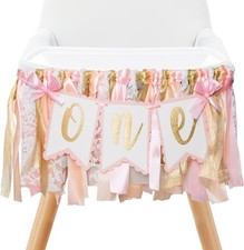 Pre - strung Pink Highchair Banner - 1st One Birthday