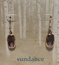 Sundance Catalog Gold Vermeil Amethyst Rounded Rectangle Earrings