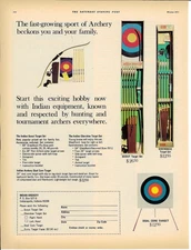 1971 INDIAN ARCHERY Bow & Arrow Set Target Vintage Magazine Print Ad