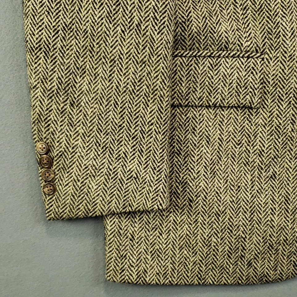 Polo Ralph Lauren Vtg Tweed Blazer Men's 43L Wool Herringbone Two Button Italy - Image 4 of 4