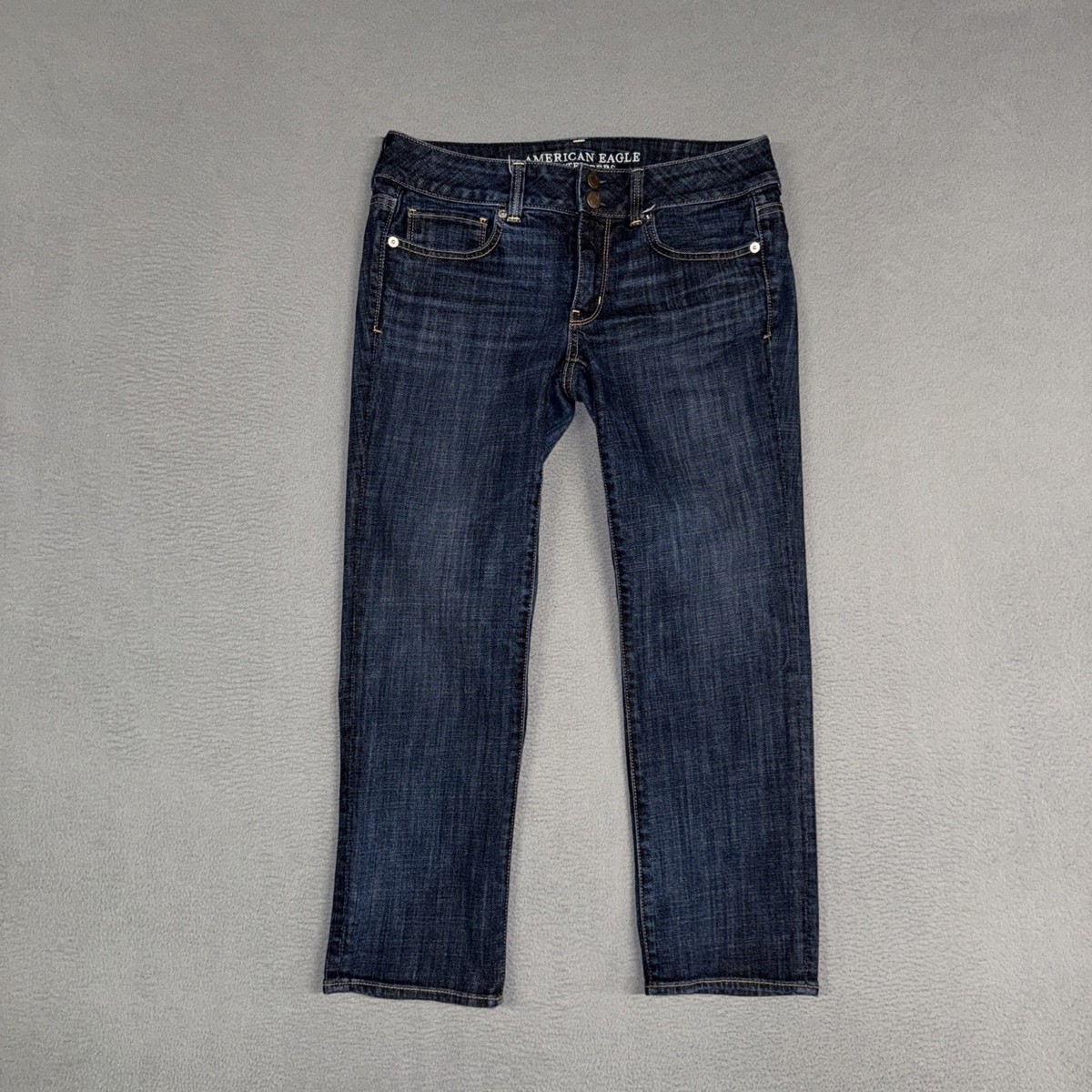 American Eagle Jeans Womens Blue Artist Crop Distressed Denim