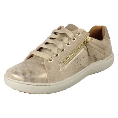 Damen Clarks Artisan Leder Reißverschluss & Schnürverschluss Turnschuhe Nalle Zen