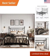 Luxurious Full Size Metal Platform Bed with Headboard and Ample Underbed Storage