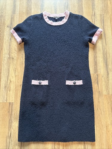 Brooks Brothers Cotton Blend Boucle Dress navy blue pink contrast Classic Sz M - Picture 8 of 10