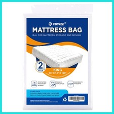2 Pack King/Cal King Mattress Bag for Moving and Storage, Clear Plastic Mattr...