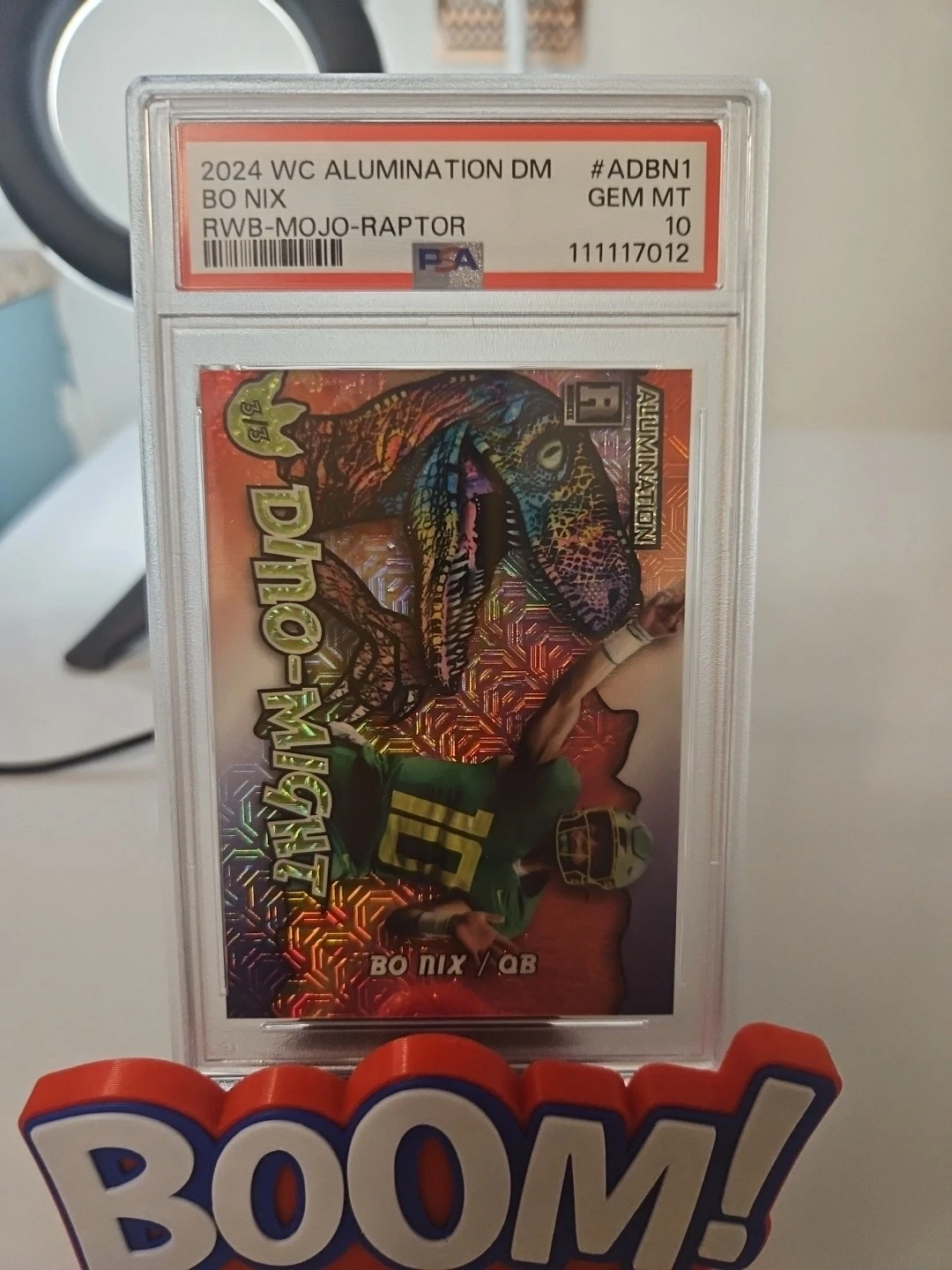 Bo Nix Wild Card Alumination Dino-Might Exclusive #ADBN1 Rwb-Mojo Foil-Raptor