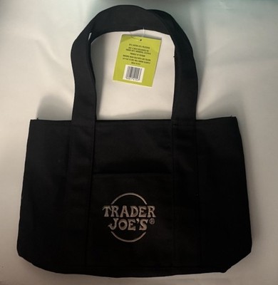 Trader Joes Black Tote Bag Rose Gold Logo With Tags