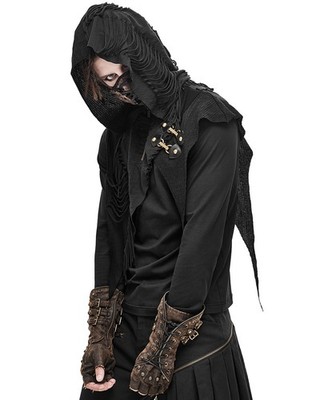 Devil Fashion Herren Steampunk Fingerlose Stulpen Handschuhe Braun Kupfer Dieselpunk