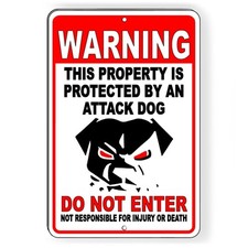 Sign Or Decal Beware Of Dog Will Bite Security Attack Guard Warning Trespassing