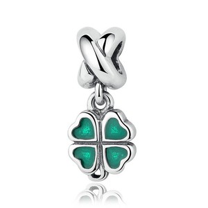 Four-leaf-Clover-925-Sterling-Silver-Dangle-Charm-Fit-European-Bracelet-Necklace