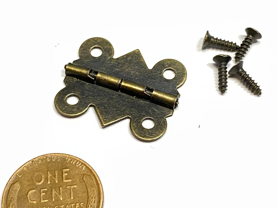 4 x Bisagra Butt Bronce Mariposa Joyería Mini Caja Puerta Gabinete Pequeño 24mm x 20 B24 Foto 3 de 3