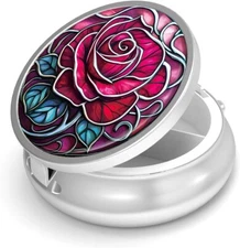 Pill Box-3 Compartment Small Pill Case for Purse & Pocket Mini Metal Pill Holder