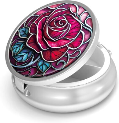 Pill Box-3 Compartment Small Pill Case for Purse & Pocket Mini Metal Pill Holder