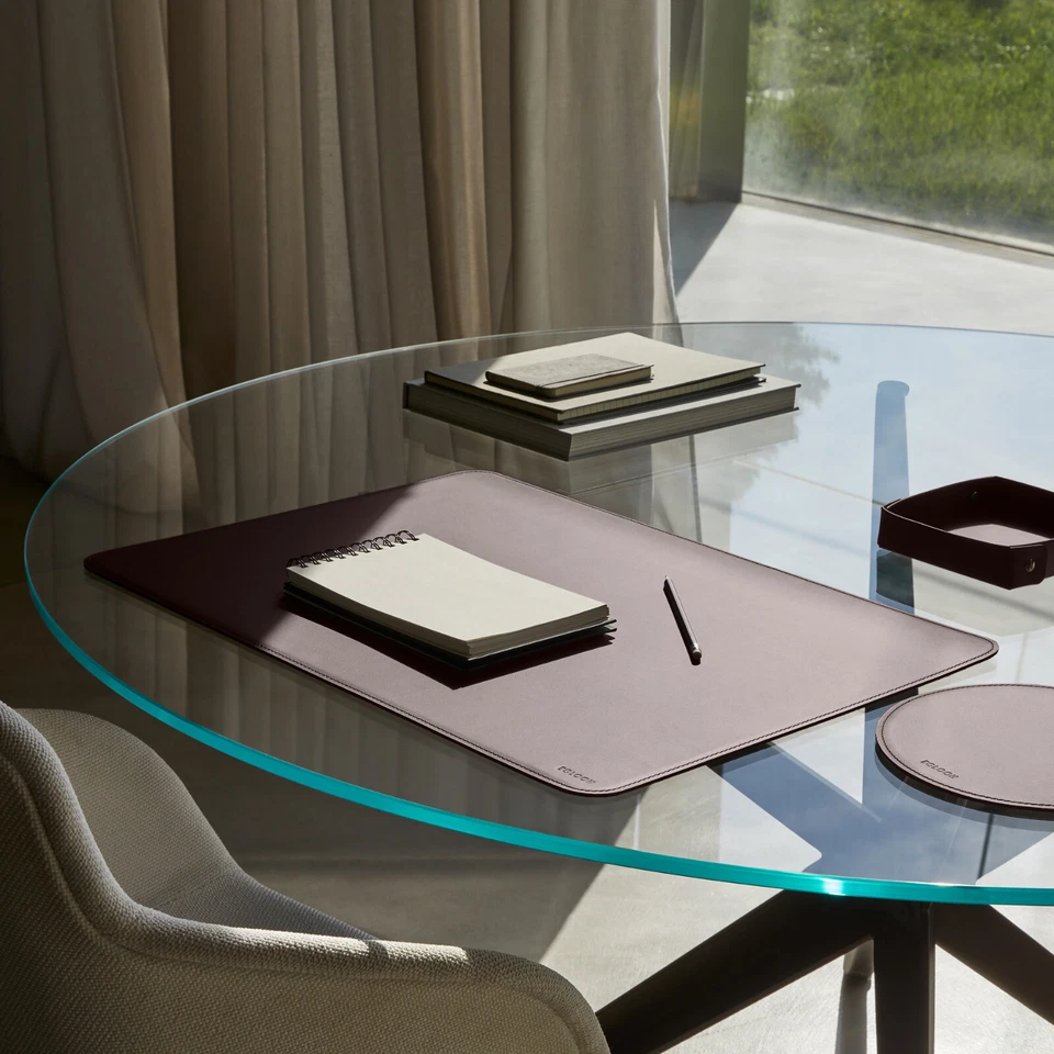 Sottomano Scrivania Cuoio Marrone Scuro - Angoli Rotondi Cuciture Perimetrali - Immagine 4 di 4