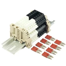 Assembly Kit DK6N White/Black 10 Gang w/ Jumpers DIN Rail Dinkle 8AWG 50A 600V