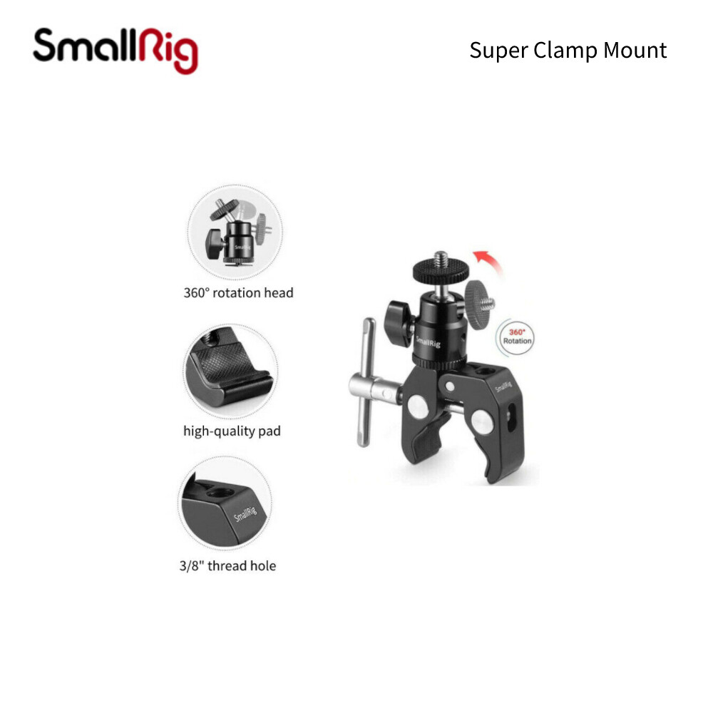 SmallRig Crab Clamp With 3.5" Ball Head Arms - Universal Camera, Light & Mic Holder