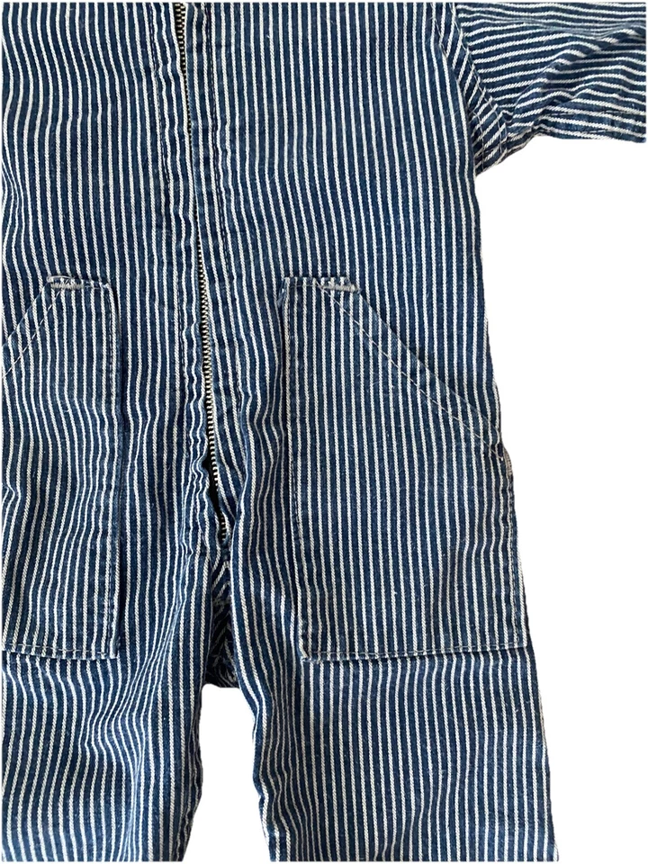 Vintage Stripe Denim Conductor Gas Station Jumpsuit Pella Dutchie Play Tog - Image 2 of 4