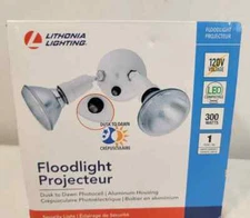 Lithonia Lighting Dusk-to-Dawn 2-Light - White Exterior Flood Light Fixture