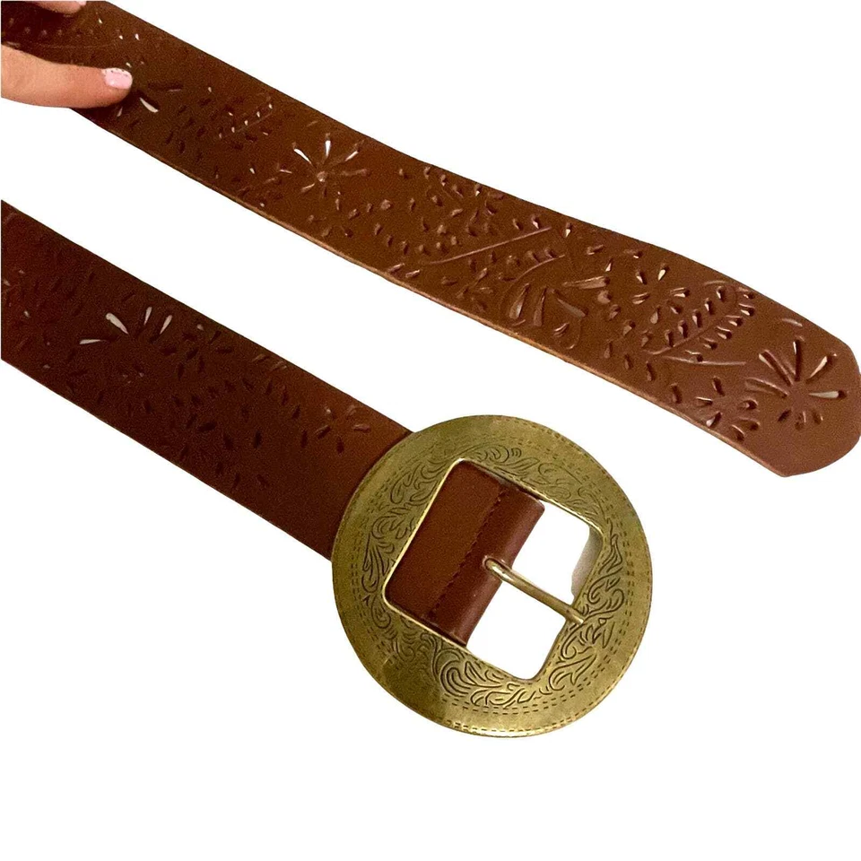 Coldwater Creek Leather perforated belt Sz S boho western - Image 4 of 4