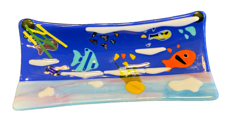 Art glass fish serving dish