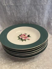 6 soup or salad bowls. Empire green. Century service corp. semi Vitreous dinner
