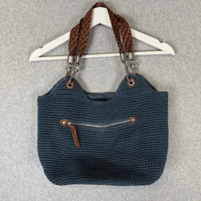 The Sak Indio Crochet Purse Boho Shoulder Bag Braided Double Strap Blue