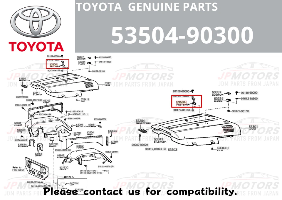 Toyota Genuine Land Cruiser FJ40 FJ43 FJ45 Windshield Hood Catch 53504-90300 - Image 2 of 4