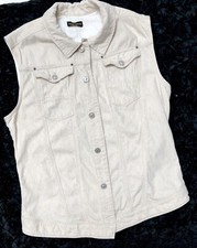 MEN S ANTHONY MORATO VEST QUENTIN DENIM BEIGE WESTERN TRUCKER BIKER SZ:52 LRG