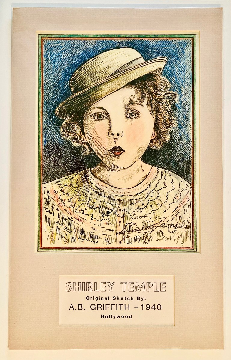 Shirley Temple Signed 1940 Orig Drawing Created 1936 By A.B.