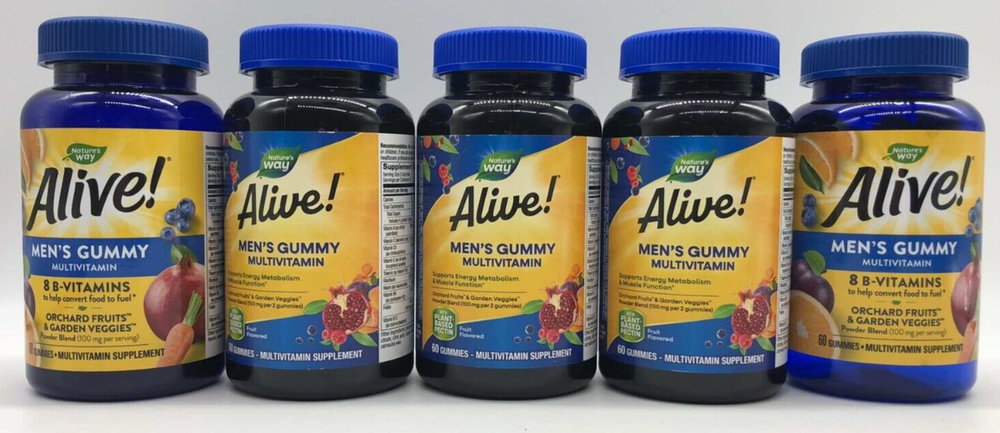 5PK Nature's Way Alive! Men's Gummy ~ 60 Gummies Each ~ Fruit FLVR ~ EXP 12/24+