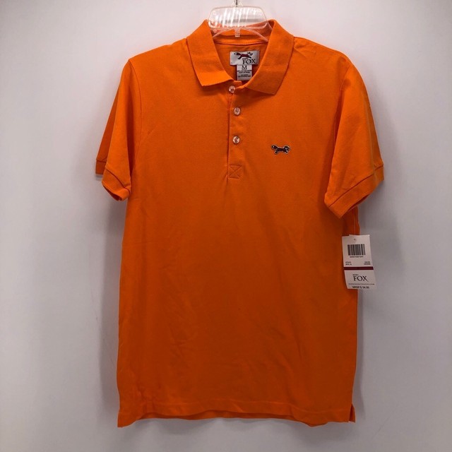 Retro Fox Womens Polo Shirt Orange Short Sleeves Top M New | eBay