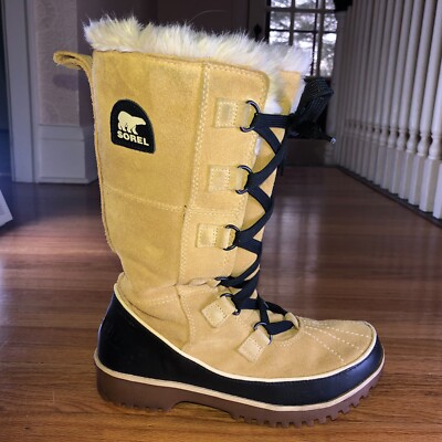 Sorel Tivoli HIgh II Women Size 7 Tall Tan Curry Suede Insulated WP Snow Boots