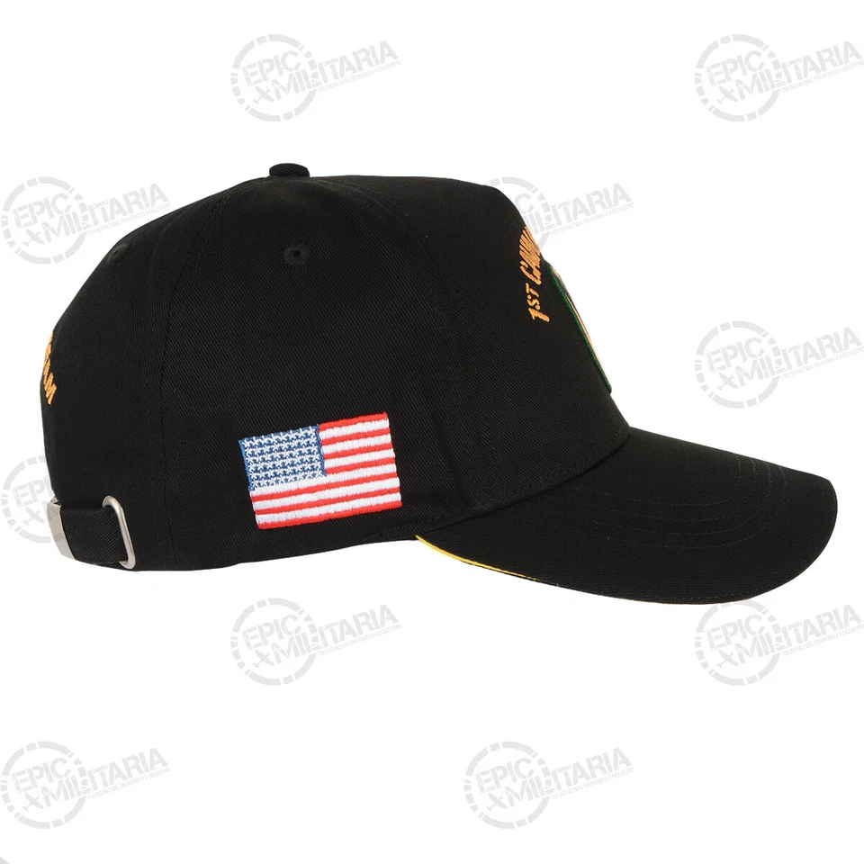 Casquette de baseball militaire américaine 1ère division de cavalerie - chapeau réglable armée noire - Photo 4/4