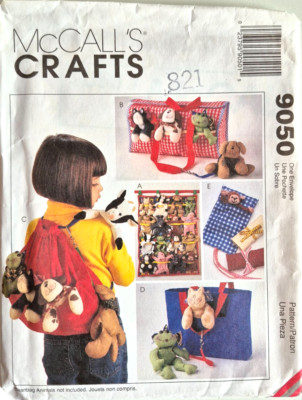 MCCALLS PATTERN 9050 ACCESSORIES 4 BEAN BAG ANIMALS SLEEPING BAG  UNCUT 1997  FF
