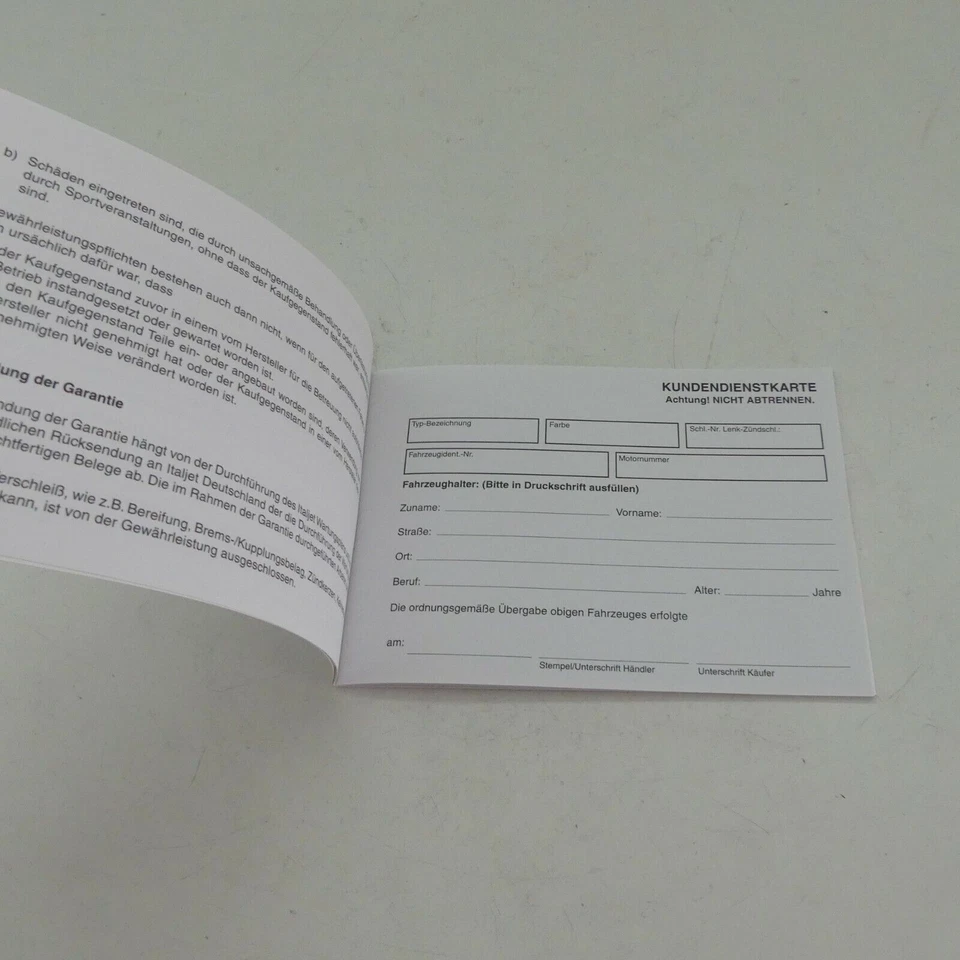 Italjet Serviceheft Wartungsheft OHNE Einträge Blanko Neu Motorrad Garantieheft - Bild 2 von 2
