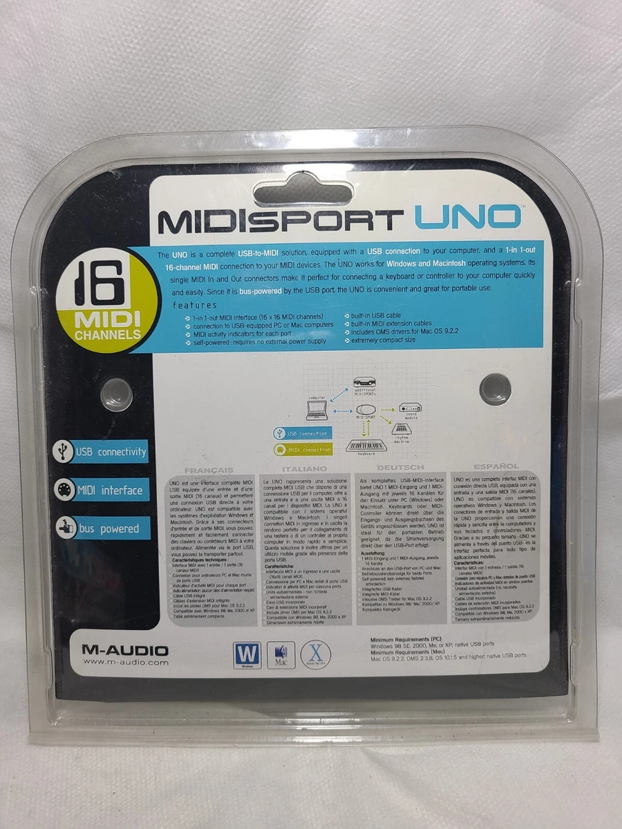 M-Audio MIDIsport UNO 1-In/1-Out USB MIDI Interface 16 Midi.