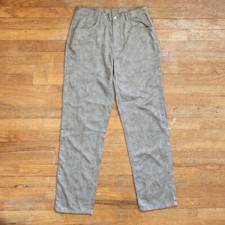 Vintage Floral Print Pants Size Medium 30" Waist 1990s Taupe Twill Cotton