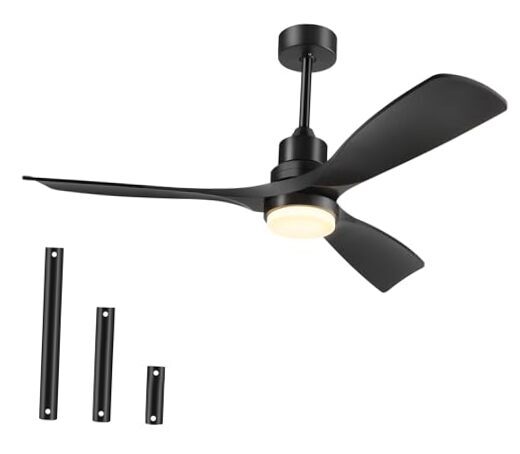 52 Inch Black Ceiling Fan with Lights and Remote Control-image