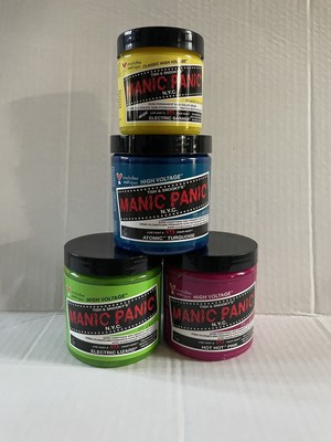 New Manic Panic Bundle Pink, Blue, Yellow, Green | Unopened Three 8oz + One 4oz