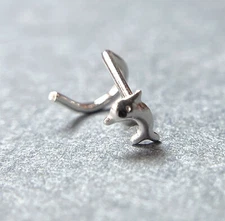 Dolphin Nose Ring .925 Sterling Silver Screw 20g Nostril Piercing Body Jewelry