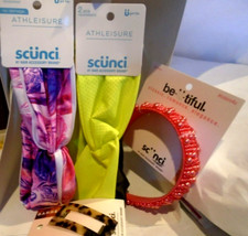 Scunci Lot Of 6 Assorted Hair Accessories 1 Headband 2 Barrettes 3 Headwraps