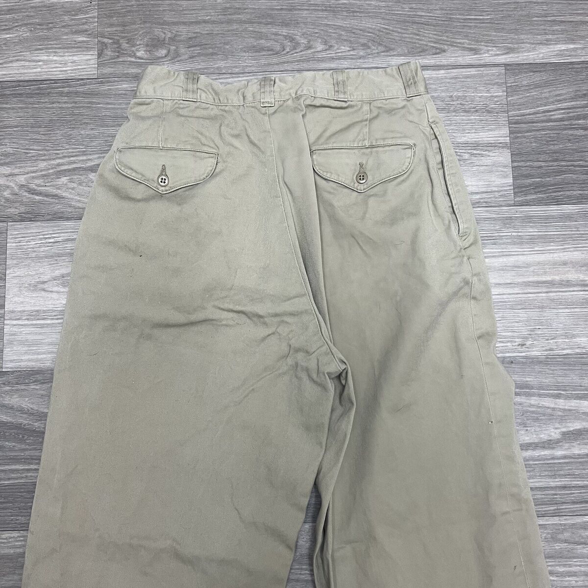 Vintage 50s US Army Khaki Chino Trousers Pants Mens 28x31 Vintage 50s US Army Khaki Chino Trousers Pants Mens 28x31