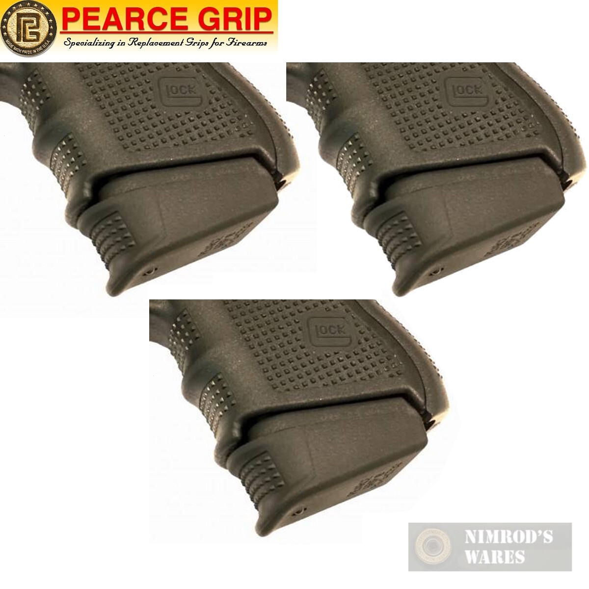 3-PK Pearce Grip Gen4 GLOCK 27 33 39 Grip Extensions PLUS PG